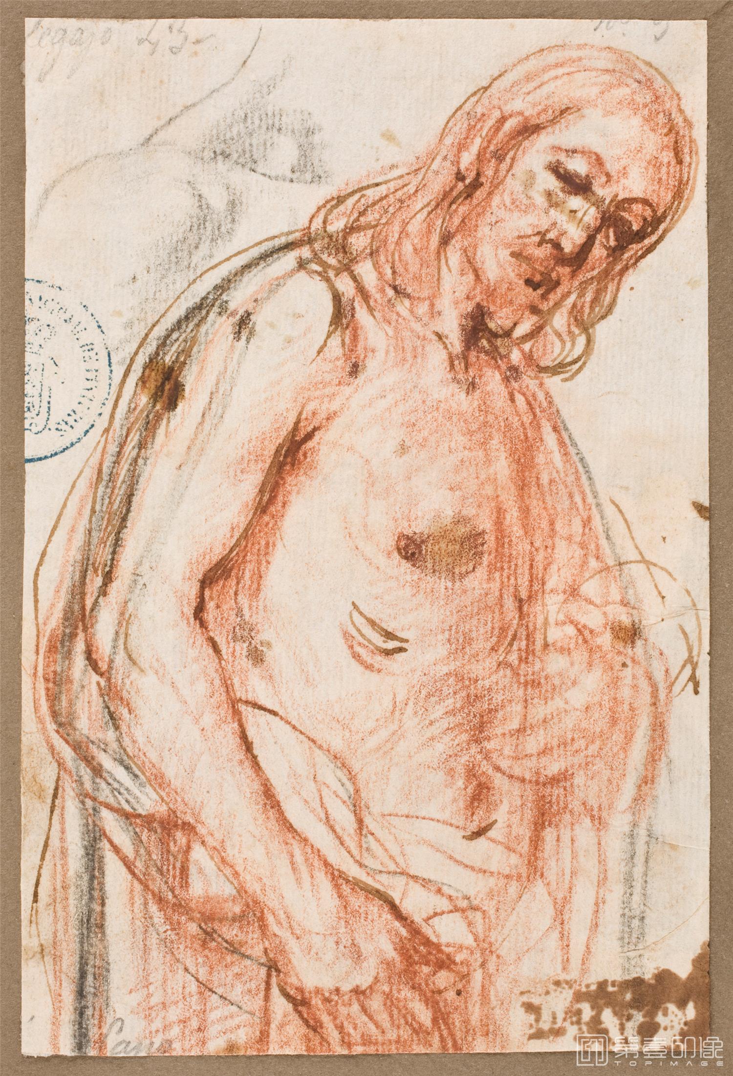 素描-西班牙普拉多美术馆素描藏画-Cajes, Eugenio-Cristo llagado-0690